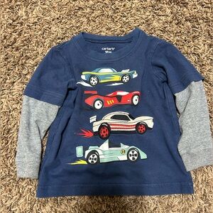 Carter's Navy and Gray Shirt with Race Car Graphics